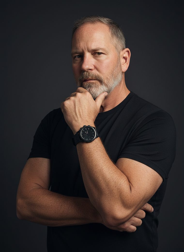 David M. Moore, instructional designer, in a black shirt against a plain background
